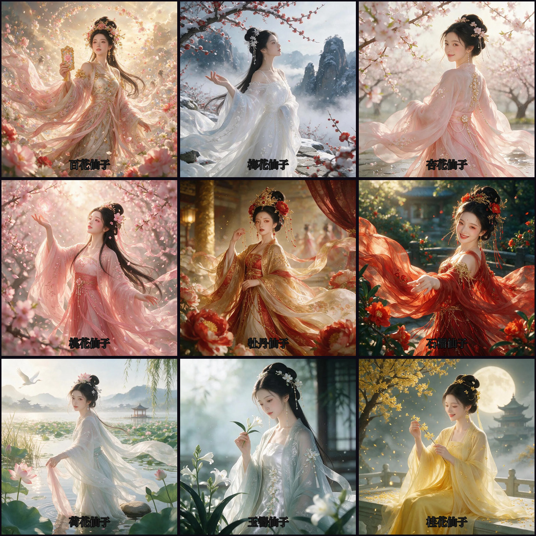 十二花神形象九宫格