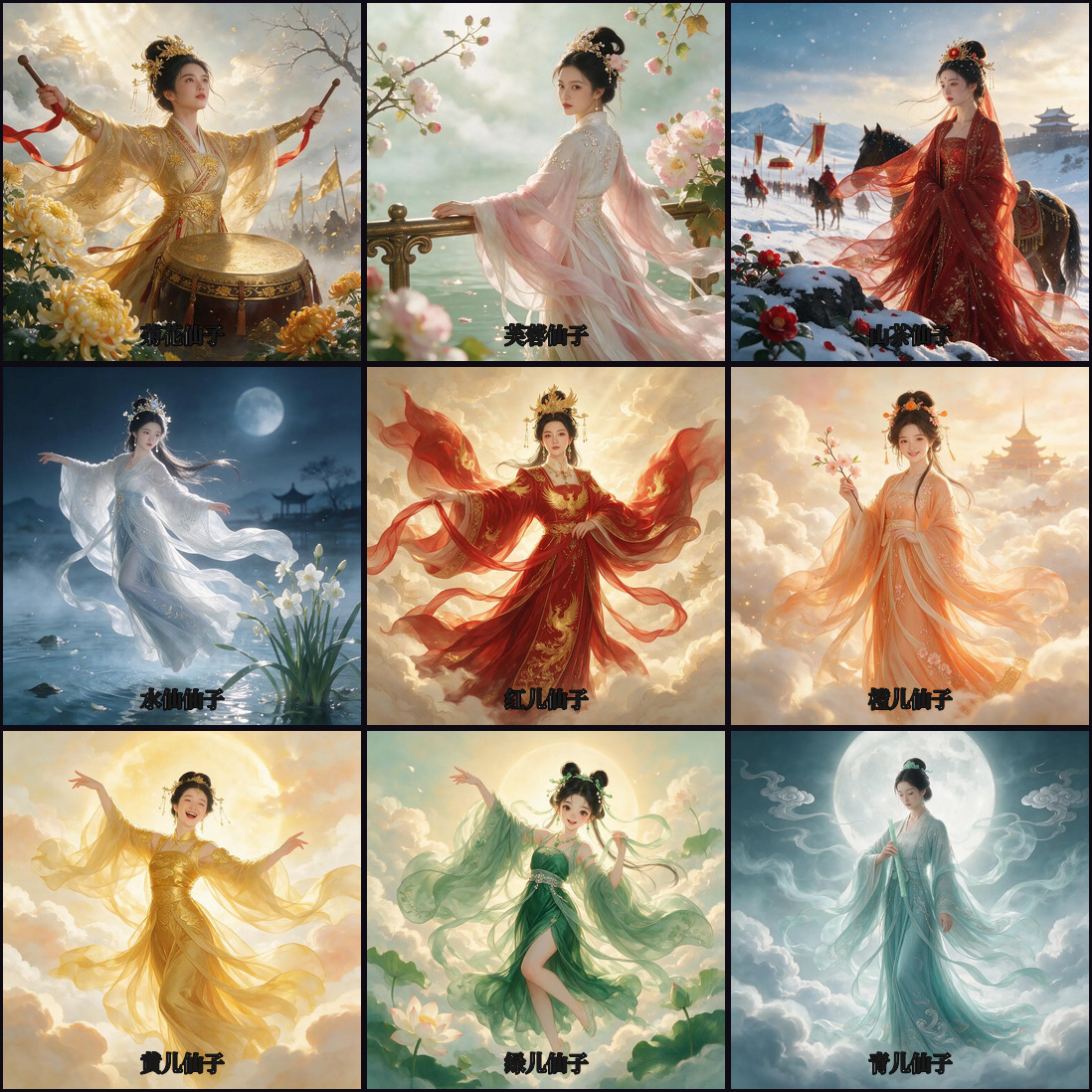 七仙女形象九宫格